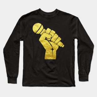 Artist Vocalist Microphone Faux Gold Long Sleeve T-Shirt